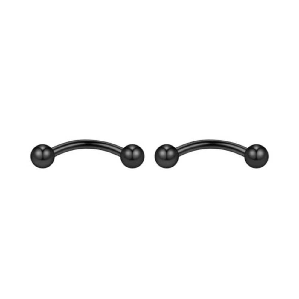 Stainless Steel Black Curved Barbell Jewelry with Balls